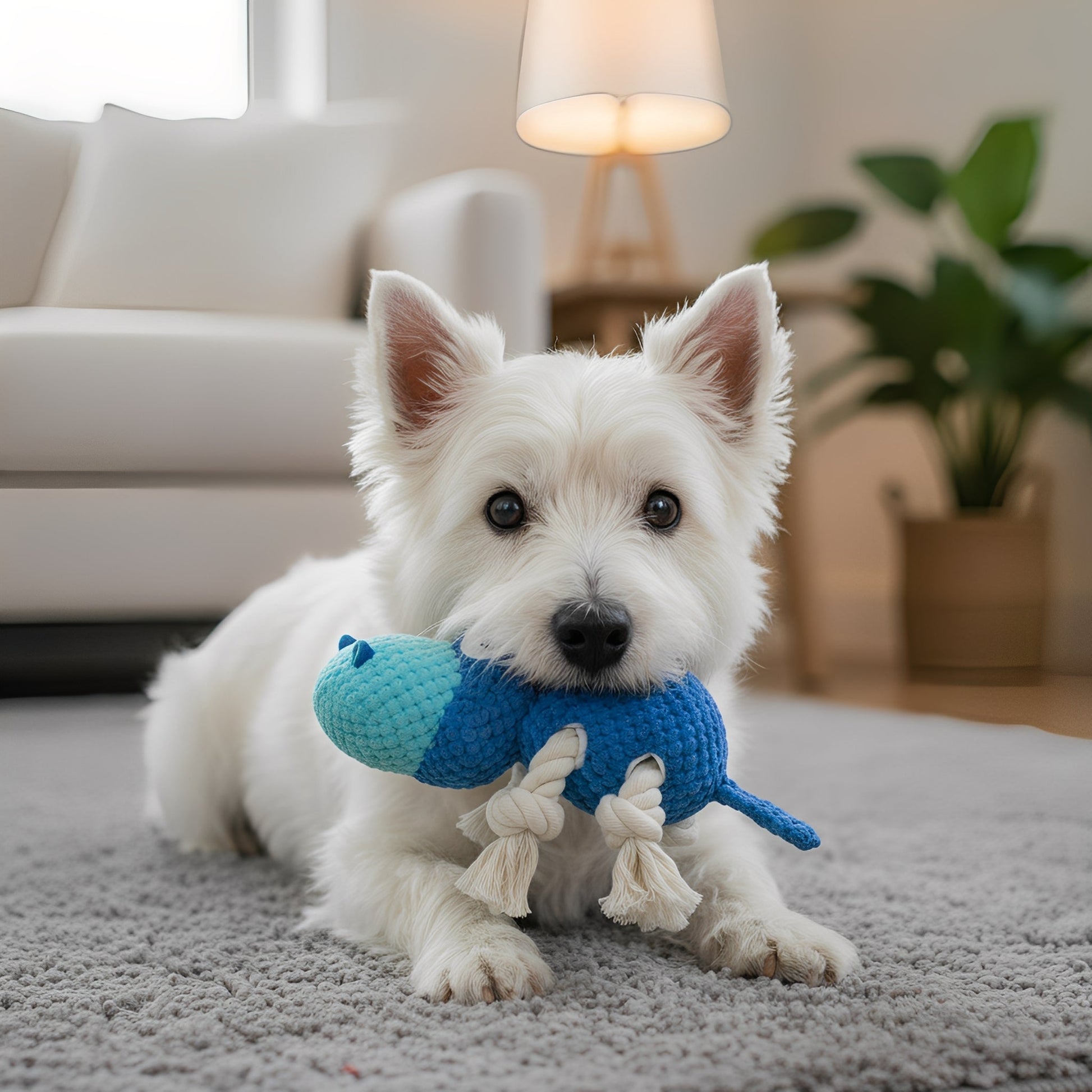 Barkalm - Hondenspeelgoed Pluche Nijlpaard met Pieper - Mivero