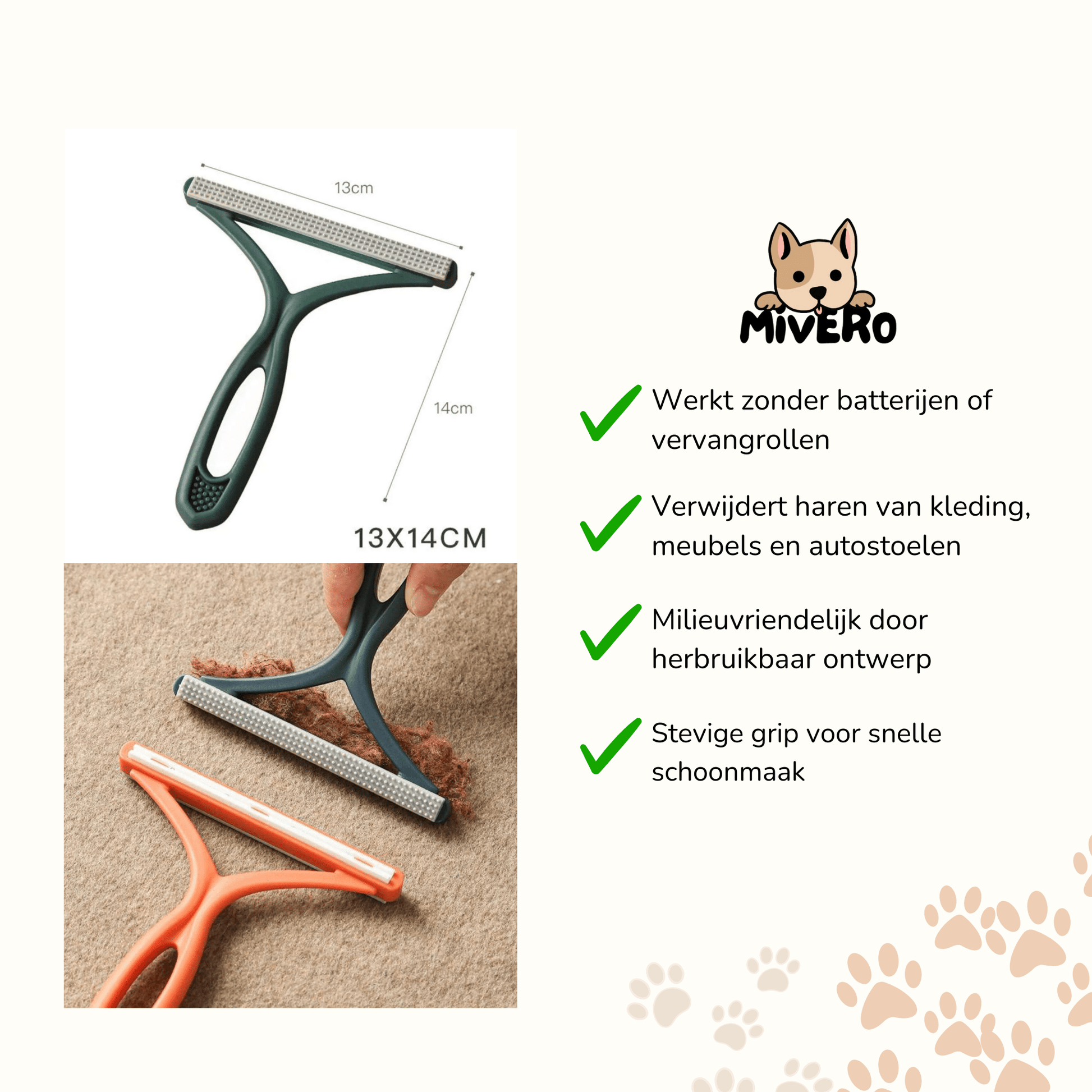 Brushie - Herbruikbare Pluizenverwijderaar Huisdieren - Mivero