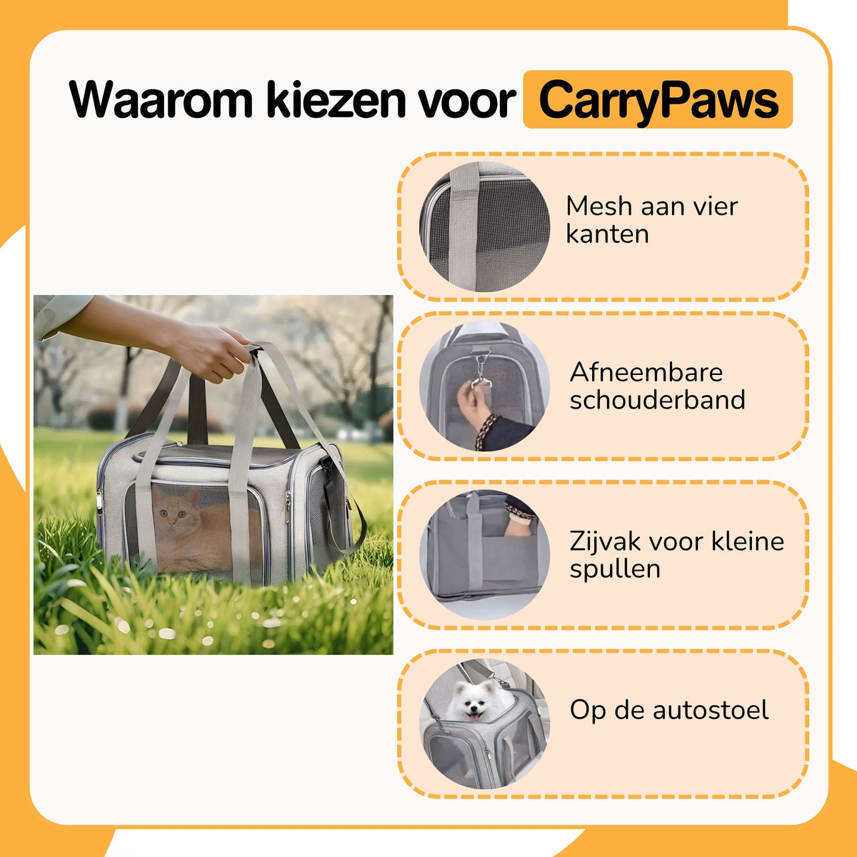 CarryPaws - Draagtas Hond en Kat met Schouderband - Mivero