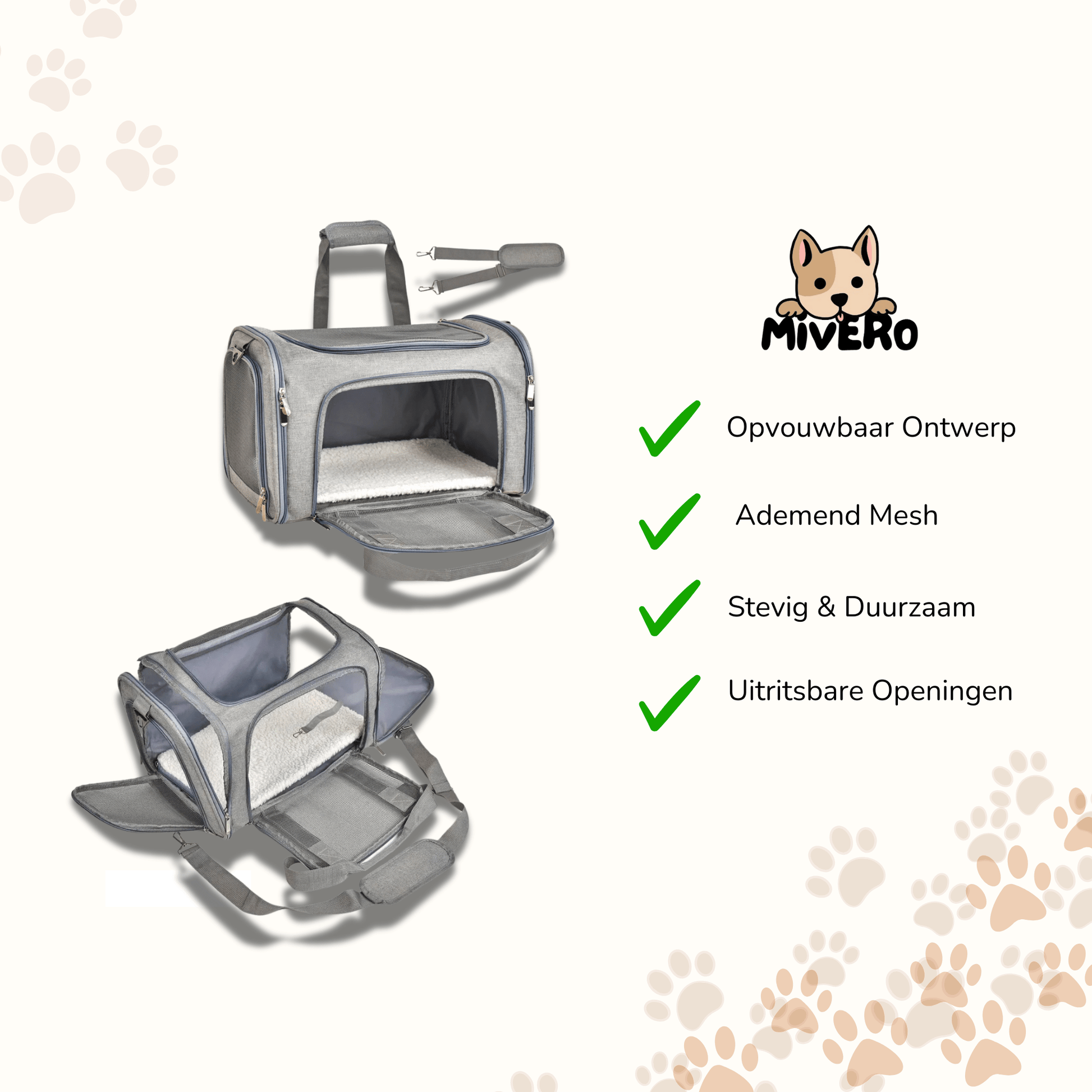 CarryPaws - Uitbreidbare Rolkoffer Draagtas - Mivero