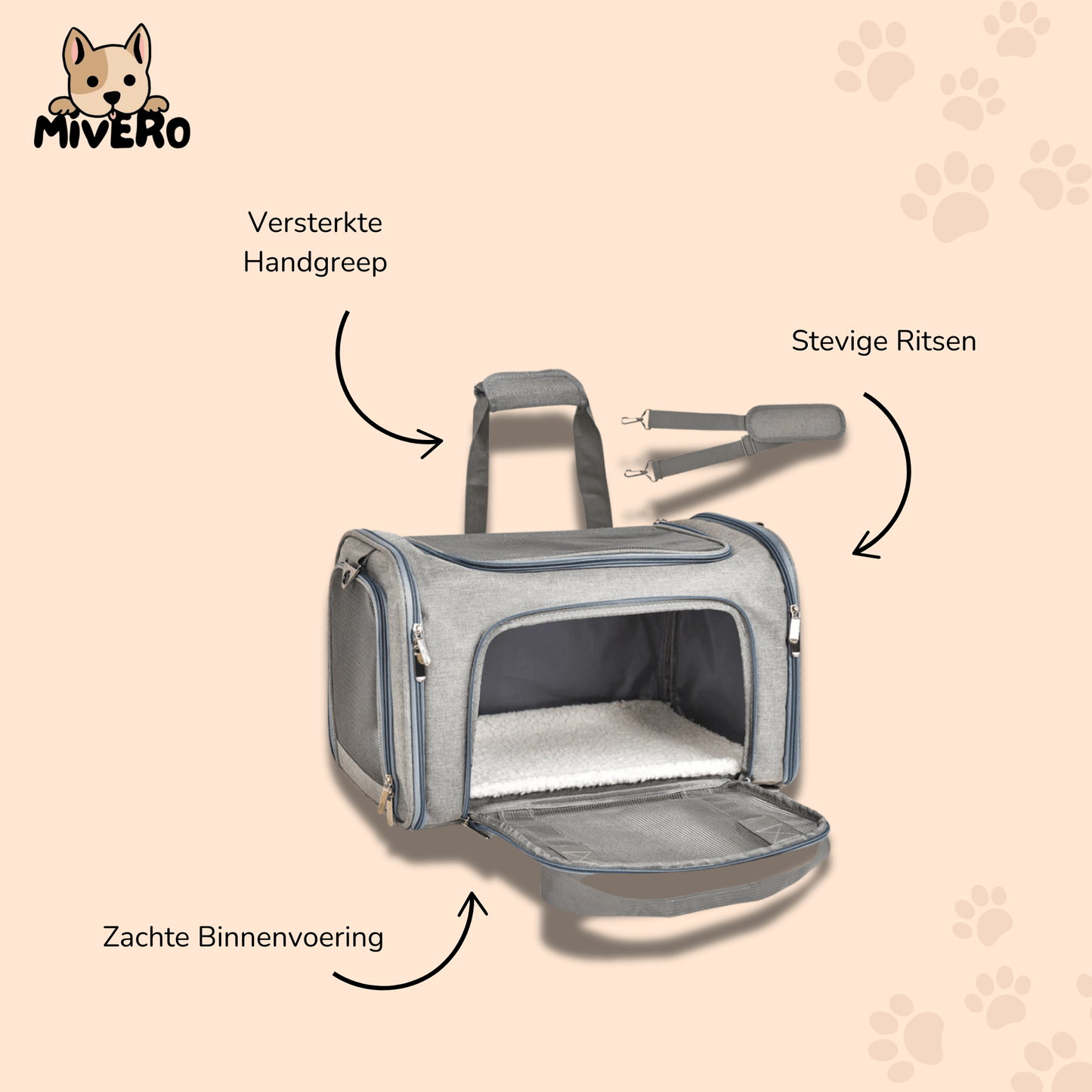 carrypaws - uitbreidbare rolkoffer draagtas - mivero