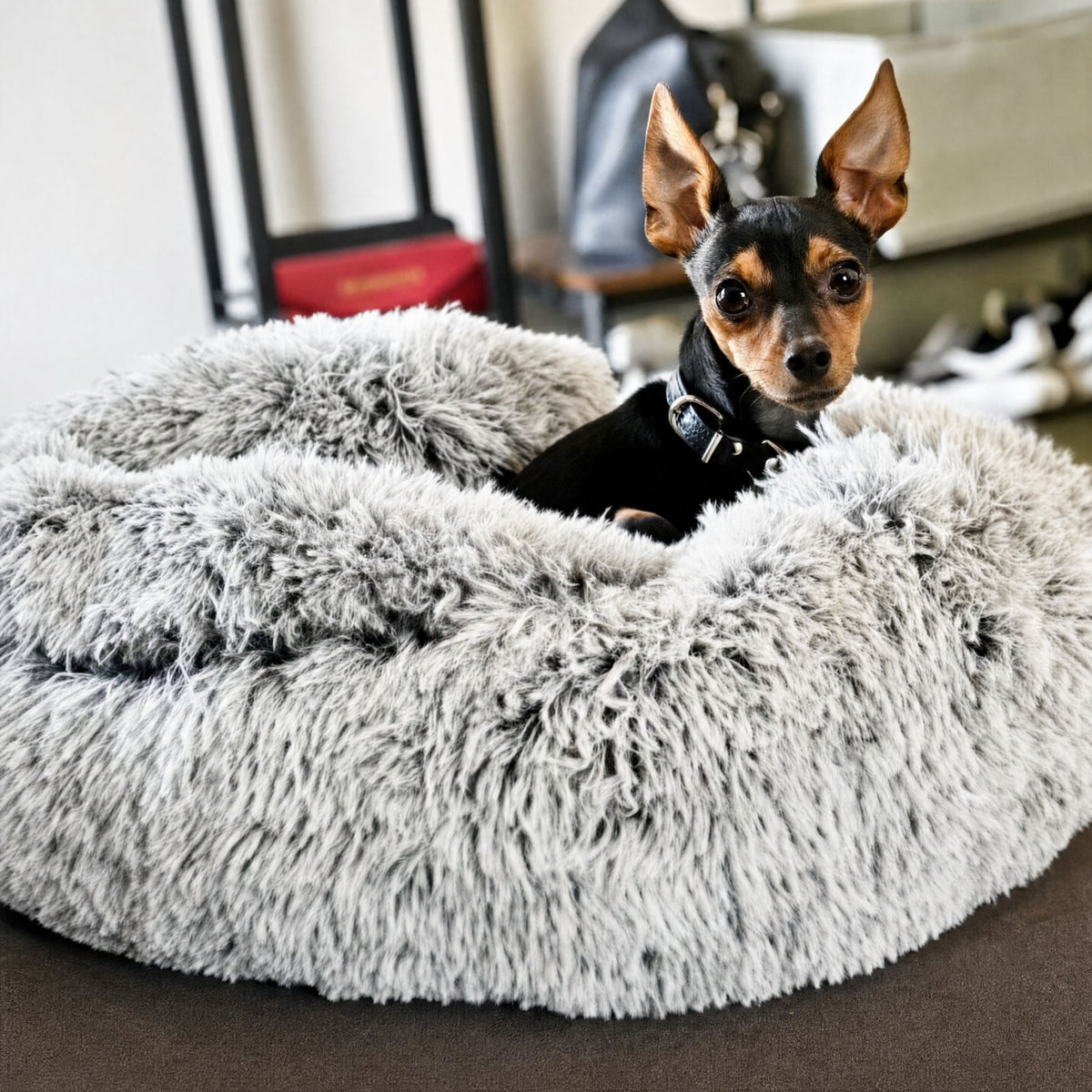 cozycave - fluffy hondenmand met dak - mivero