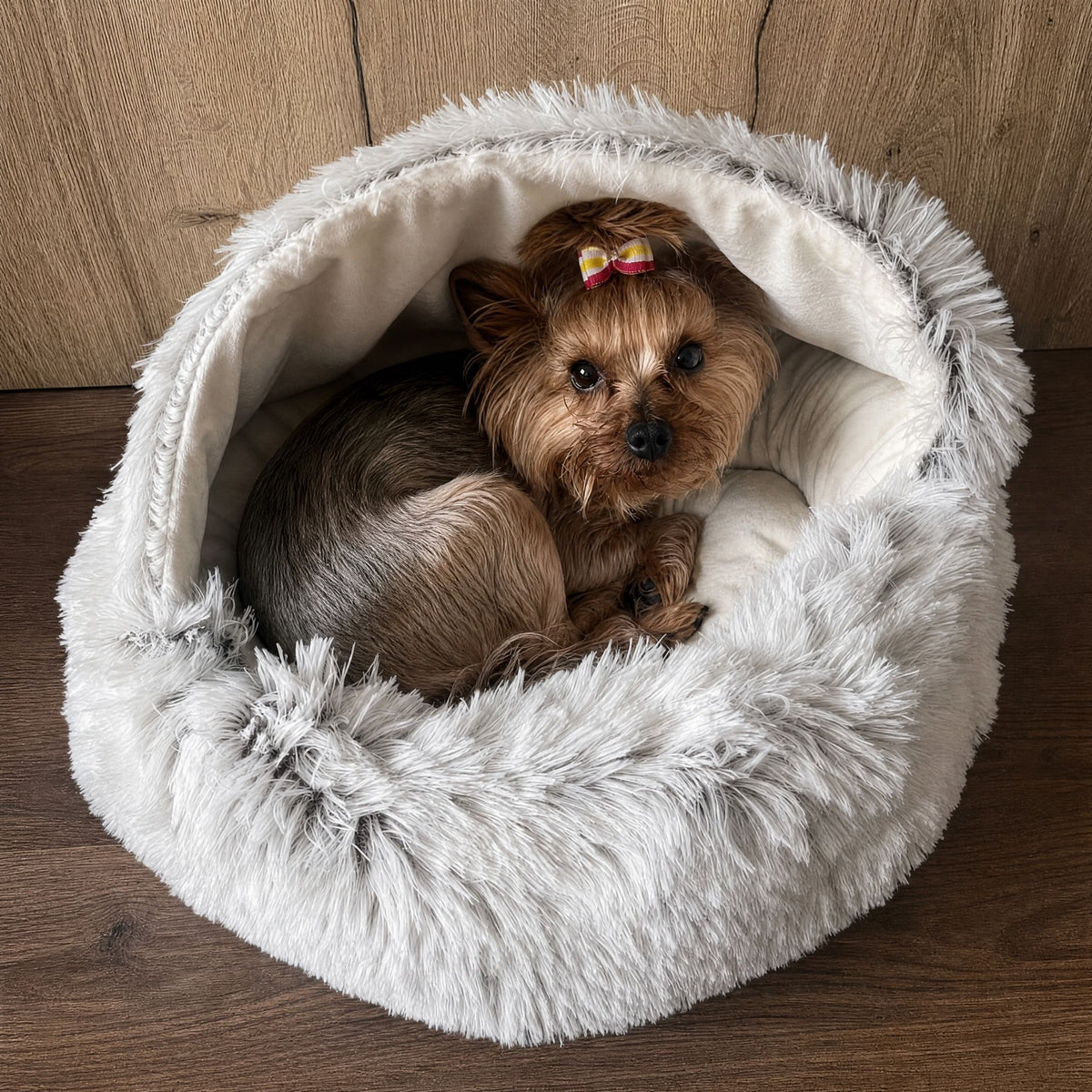 cozycave - fluffy hondenmand met dak - mivero