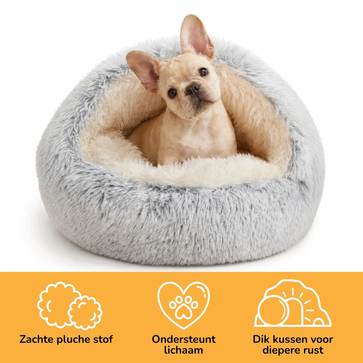 cozycave - fluffy hondenmand met dak - mivero