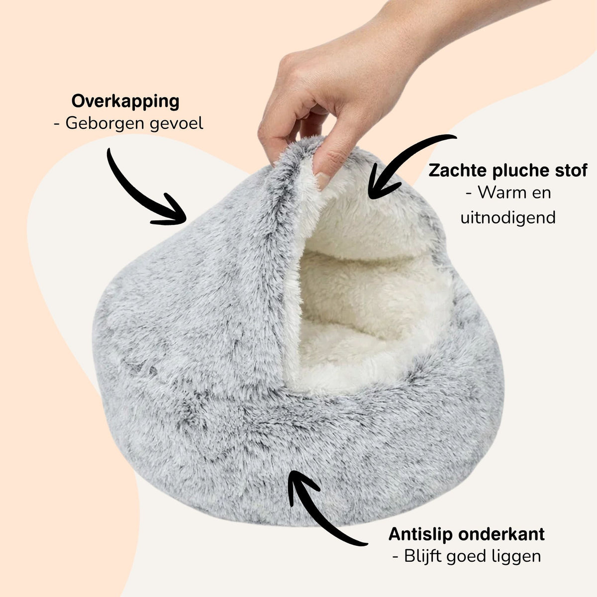 cozycave - fluffy hondenmand met dak - mivero
