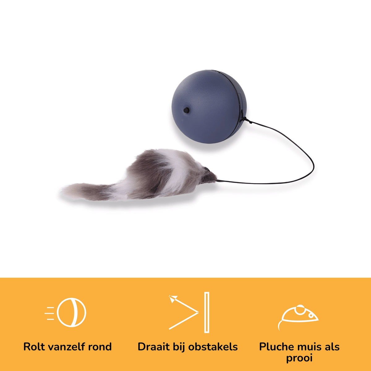 Huntio - Kattenspeelgoed Zelfrollende Bal met Muis - Mivero