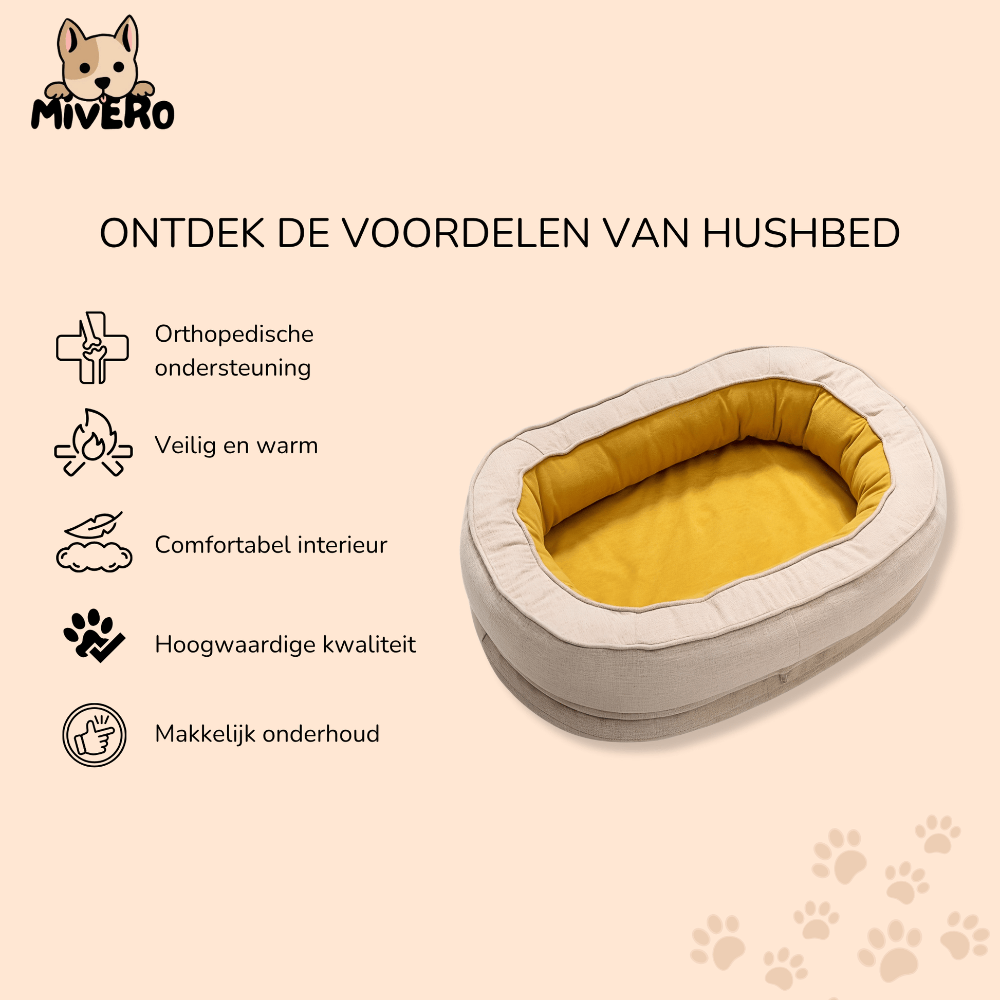 HushBed - Hondenbed Donut Orthopedisch Wasbaar - Mivero