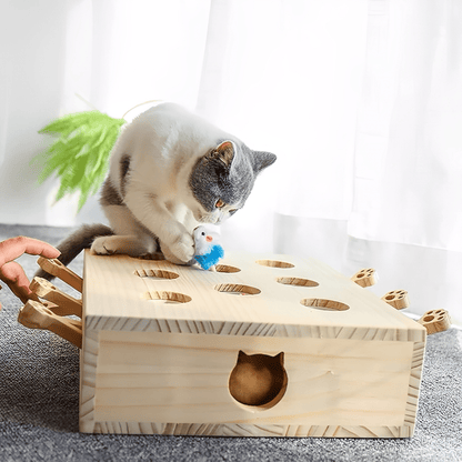 MoleHunt - Houten Interactief Whack - a - Mole Kattenspeelgoed - Mivero
