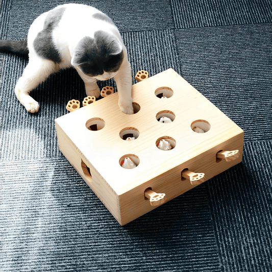 MoleHunt - Houten Interactief Whack - a - Mole Kattenspeelgoed - Mivero