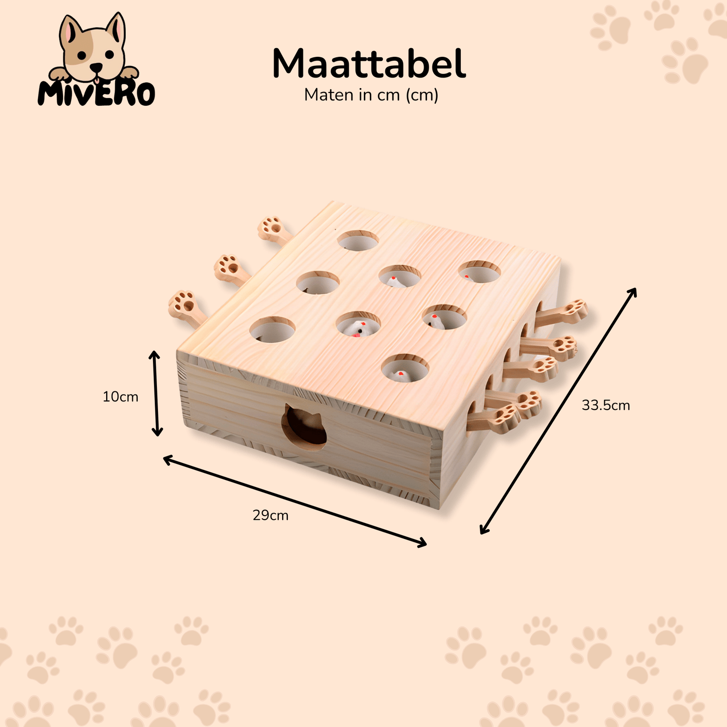 molehunt - houten interactief whack - a - mole kattenspeelgoed - mivero