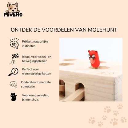 MoleHunt - Houten Whack - A - Mole KattenSpeelgoed - Mivero