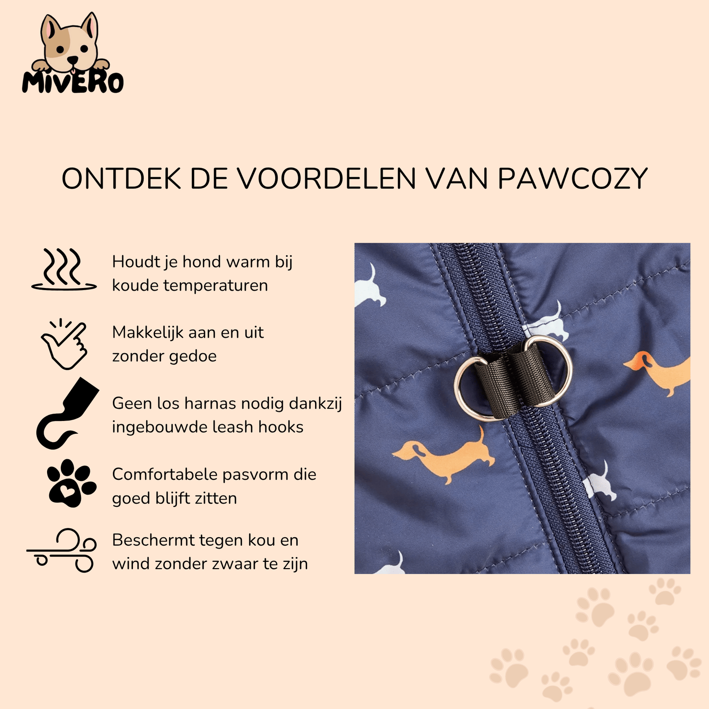pawcozy - gevoerde rits hondenjas - mivero
