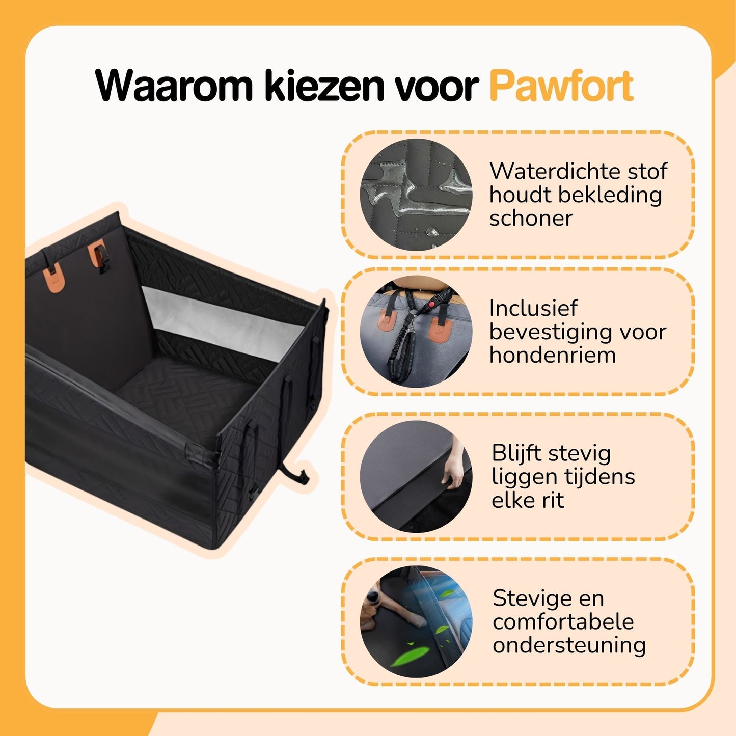 pawfort - waterdicht harde bodem honden achterbankverlenger - mivero