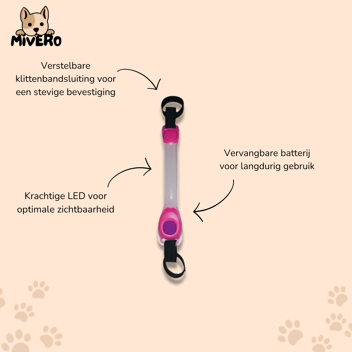 pawglow - led veiligheids hondenlamp - mivero