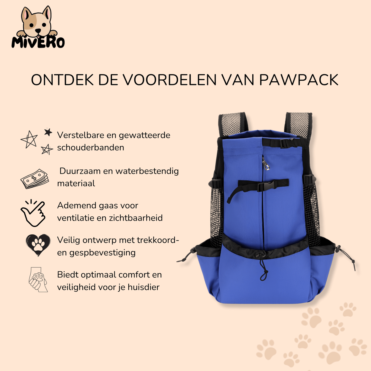 pawpack - ergonomische hondendraagzak rugzak - mivero