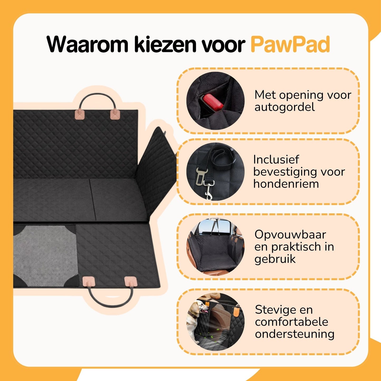 pawpad - honden achterbankverlenger harde bodem waterdicht - mivero