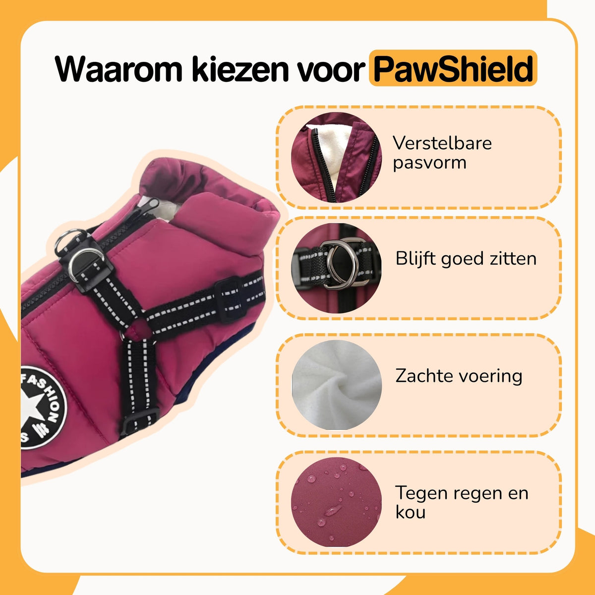 pawshield - hondenjas winter met ingebouwd tuig - mivero