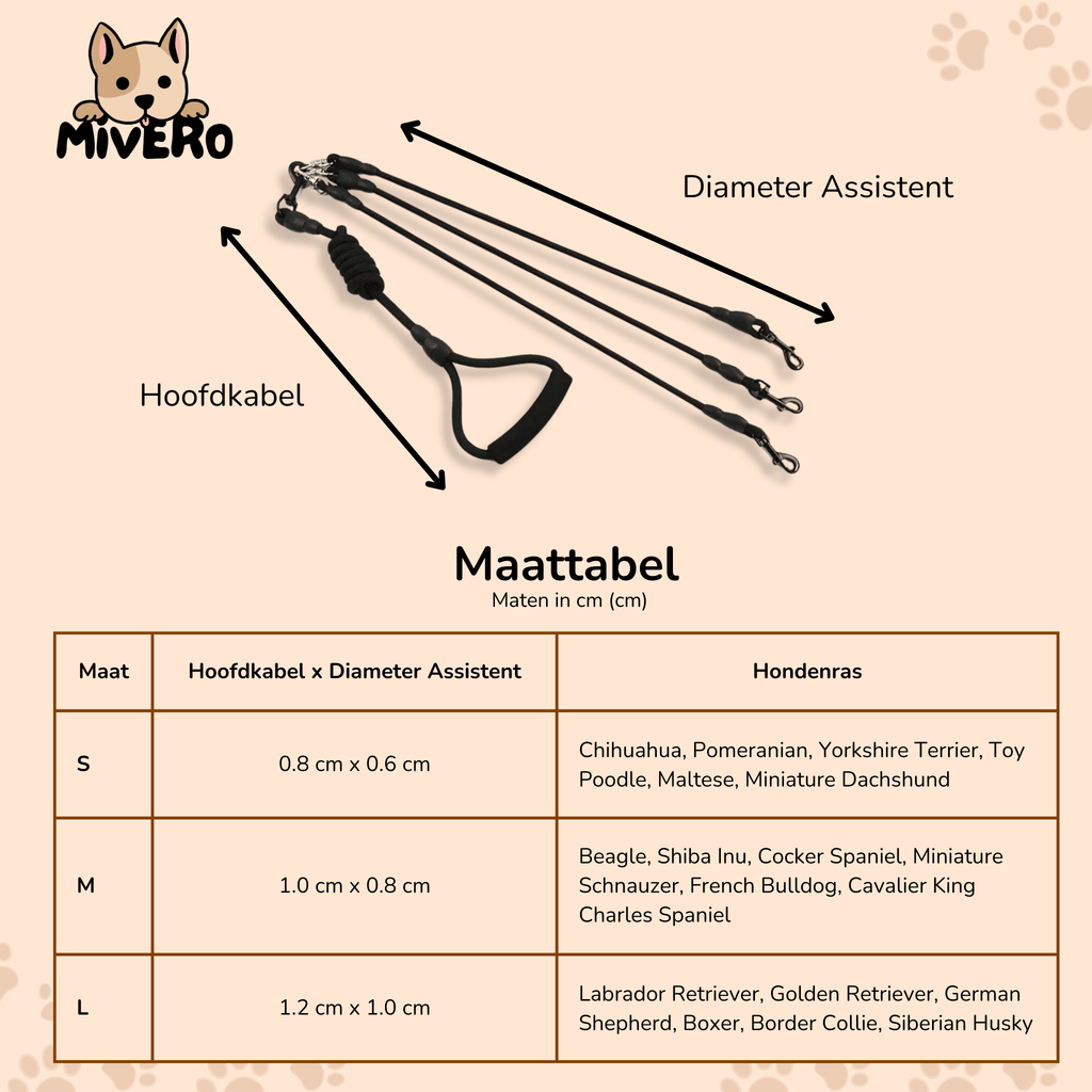 PawSync - Anti - Knoop Hondenriem - Mivero