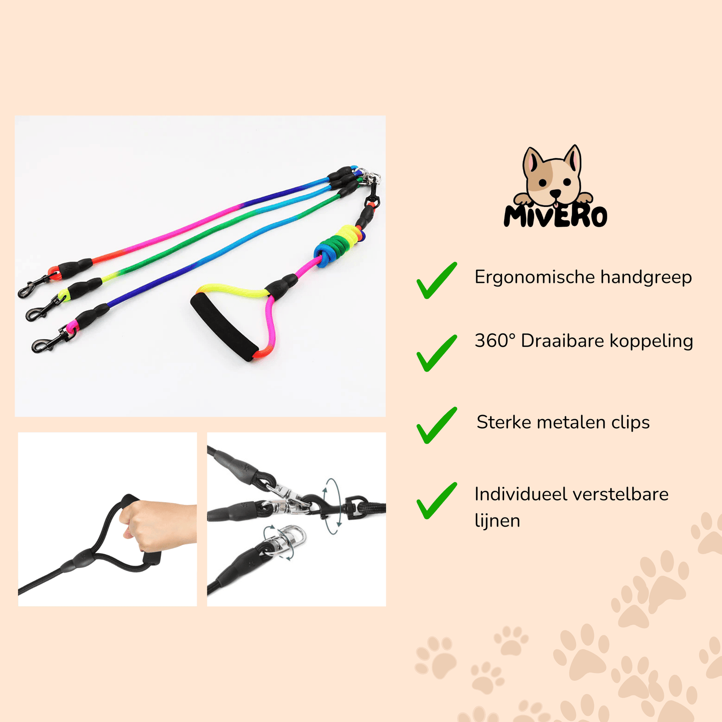 pawsync - anti - knoop hondenriem - mivero