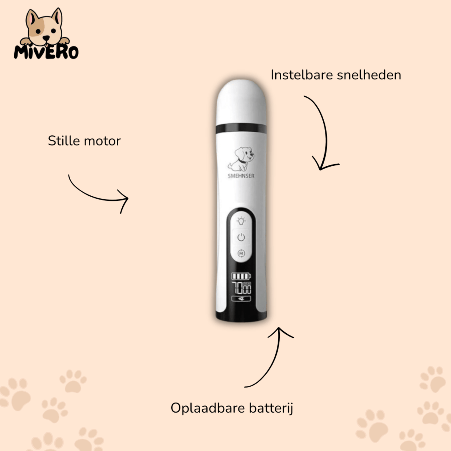 pedipet - stille elektrische huisdier nagelvijl - mivero