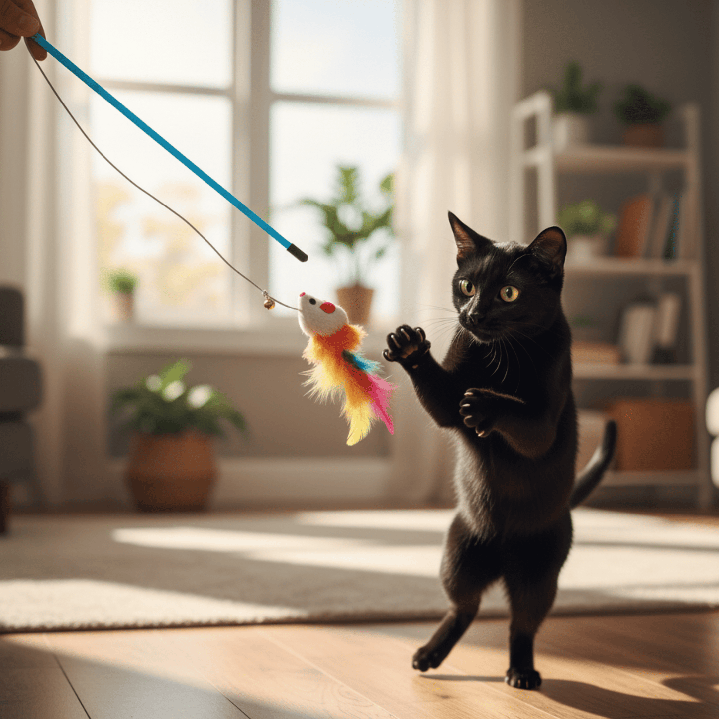pouncee - kattenhengel met muis en veren - mivero