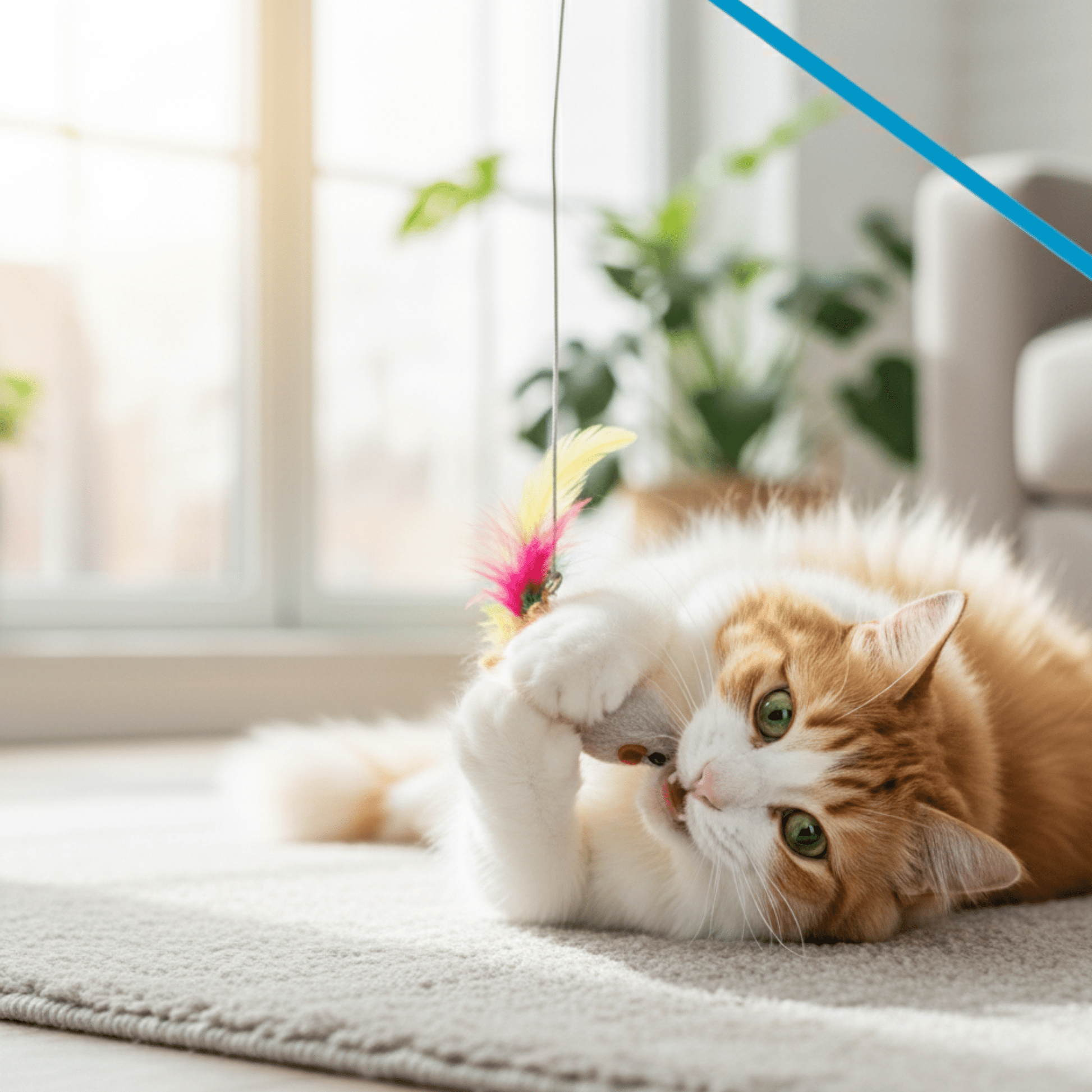 Pouncee - Kattenhengel met muis en veren - Mivero