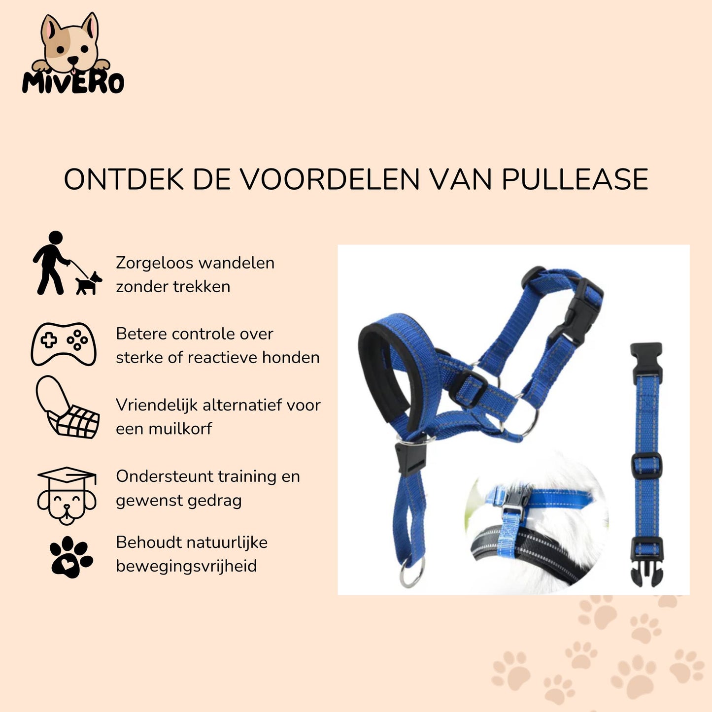 pullease - padded anti - trek hoofdharnas - mivero