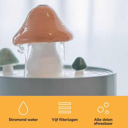PurrHaven - Drinkfontein Kat van Keramiek in Paddenstoelvorm - Mivero