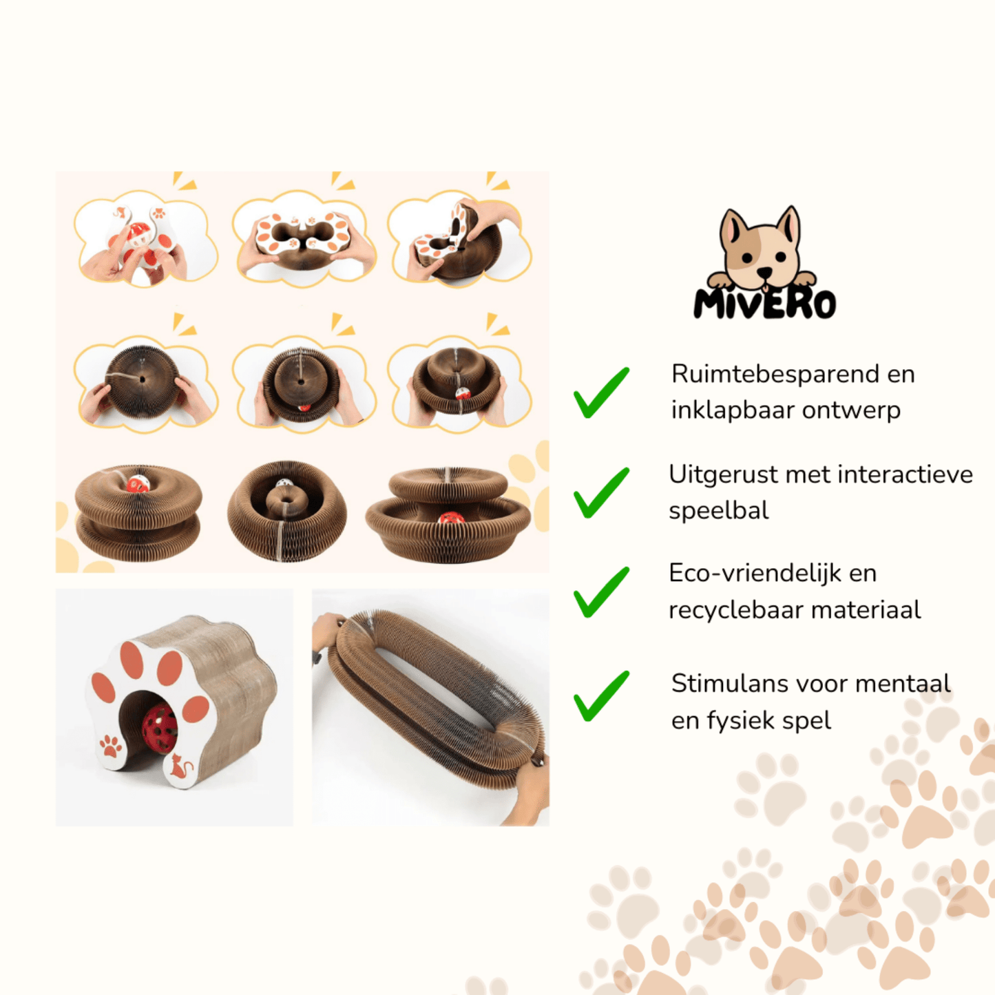 purrplex - katten krabkarton met balbaan - mivero