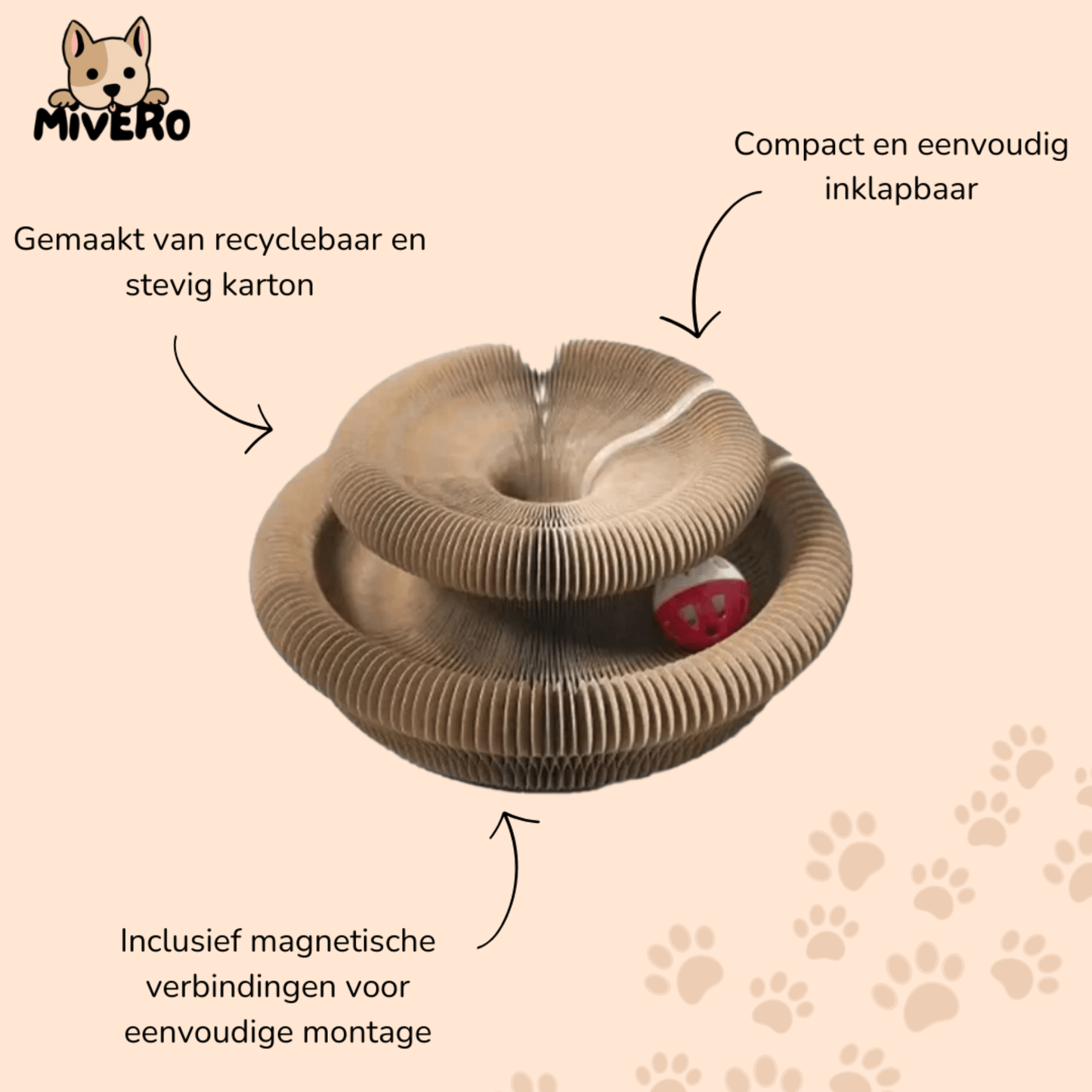 purrplex - katten krabkarton met balbaan - mivero