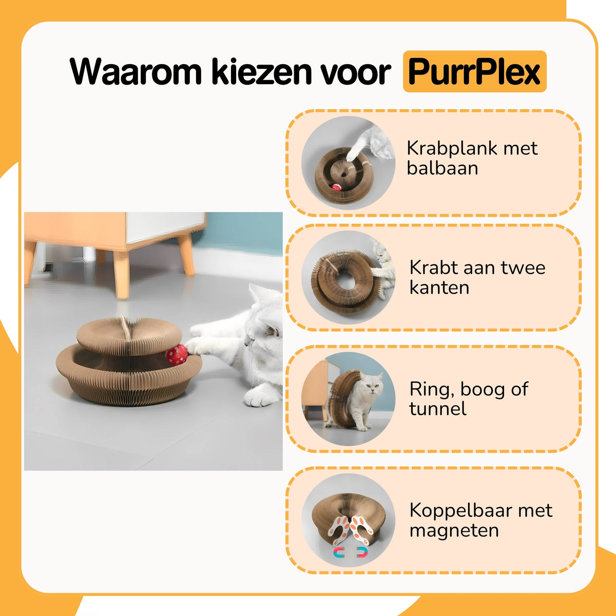 PurrPlex - Katten Krabkarton met Balbaan - Mivero