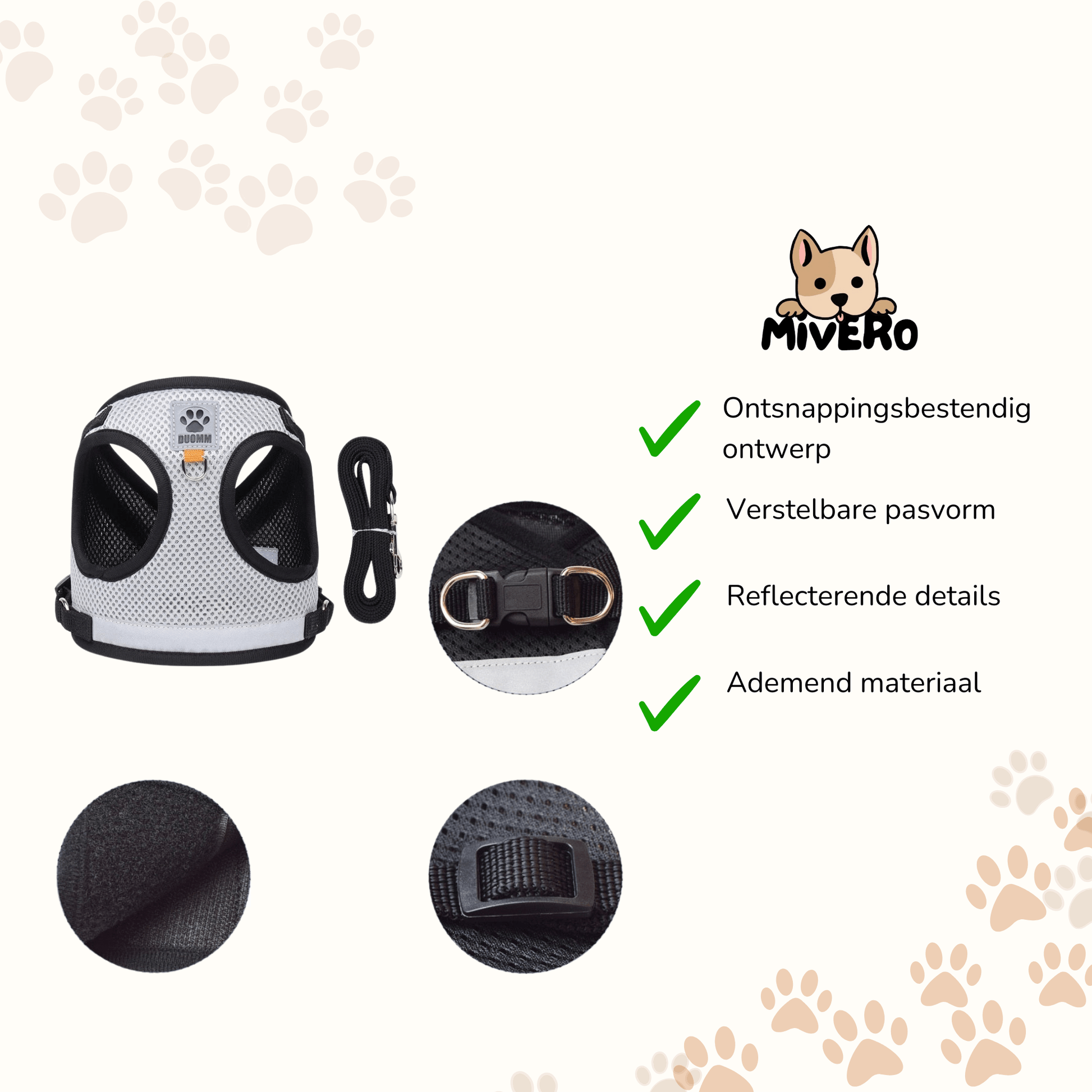 SnugFit - Ontsnappingsveilig Reflecterend Kattentuig - Mivero