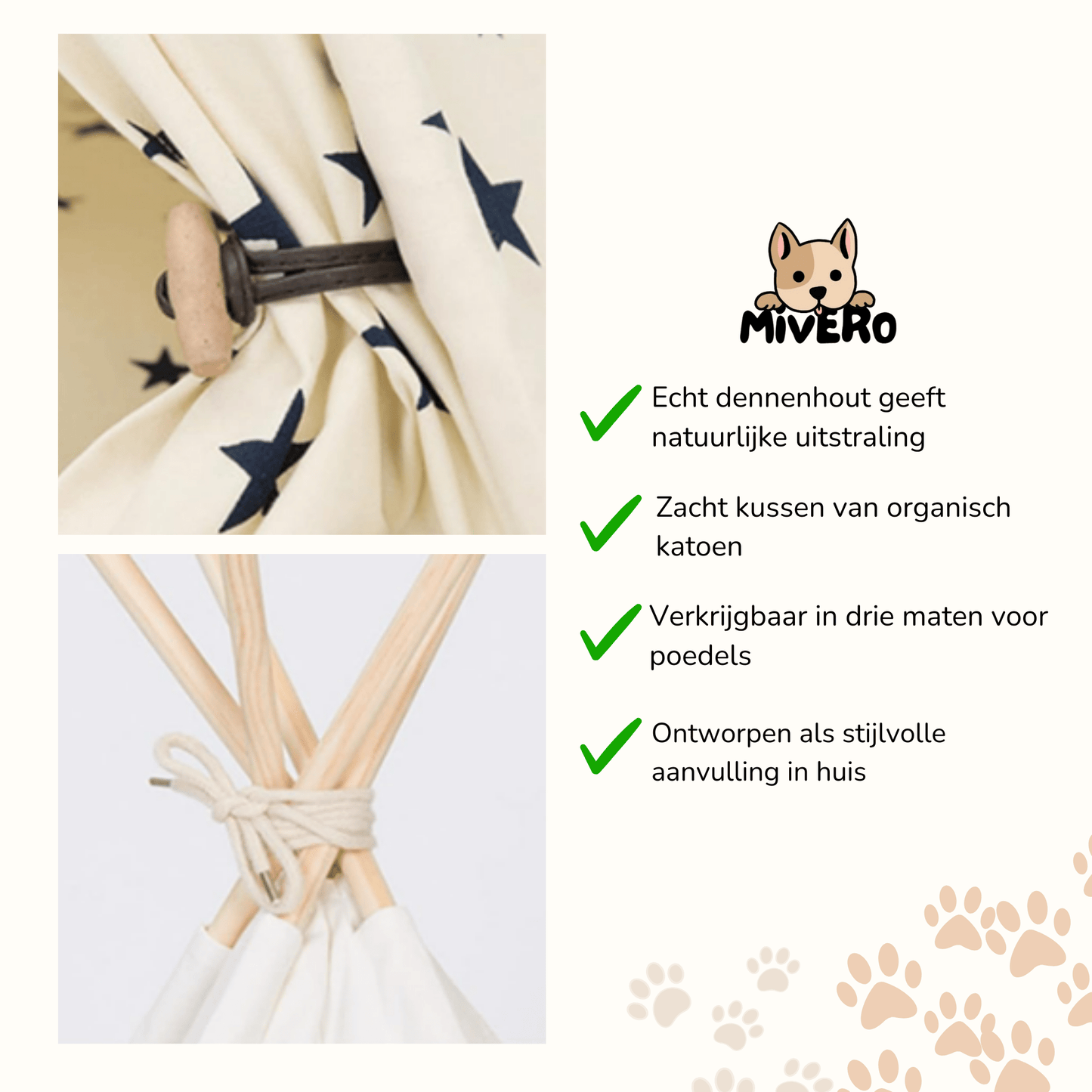 snugwood - houten katoenen hondenbed - mivero