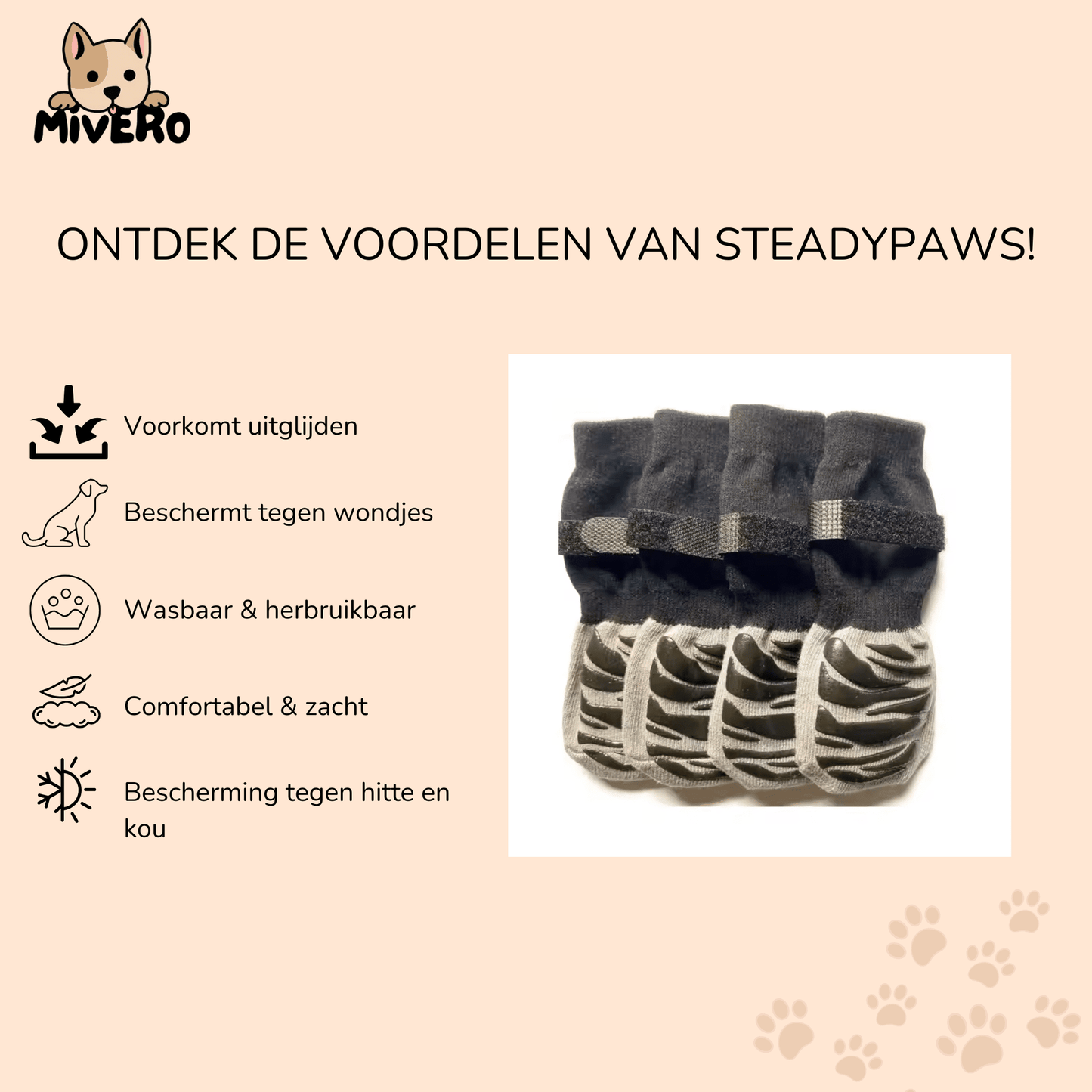 steadypaws - antislip honden gripsokken - mivero