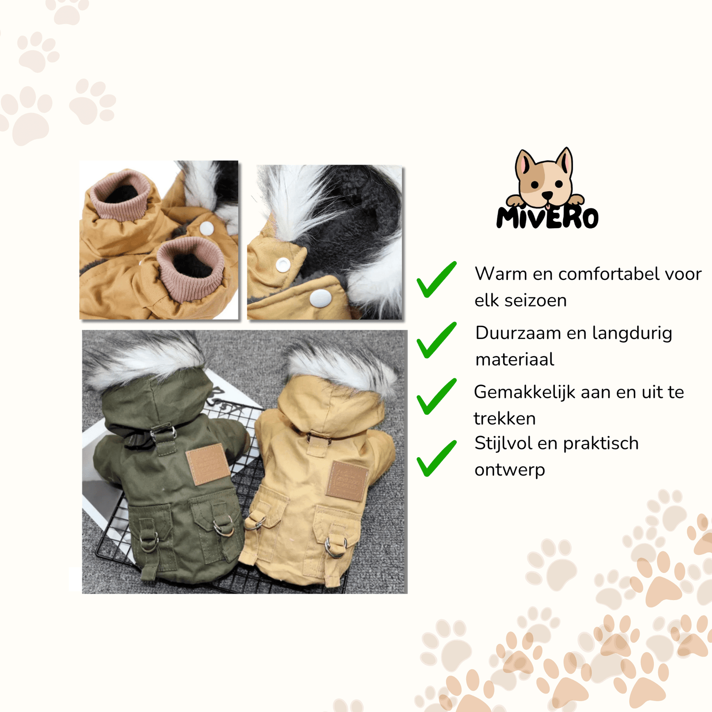 warmbark - winddicht warm hondenjasje - mivero