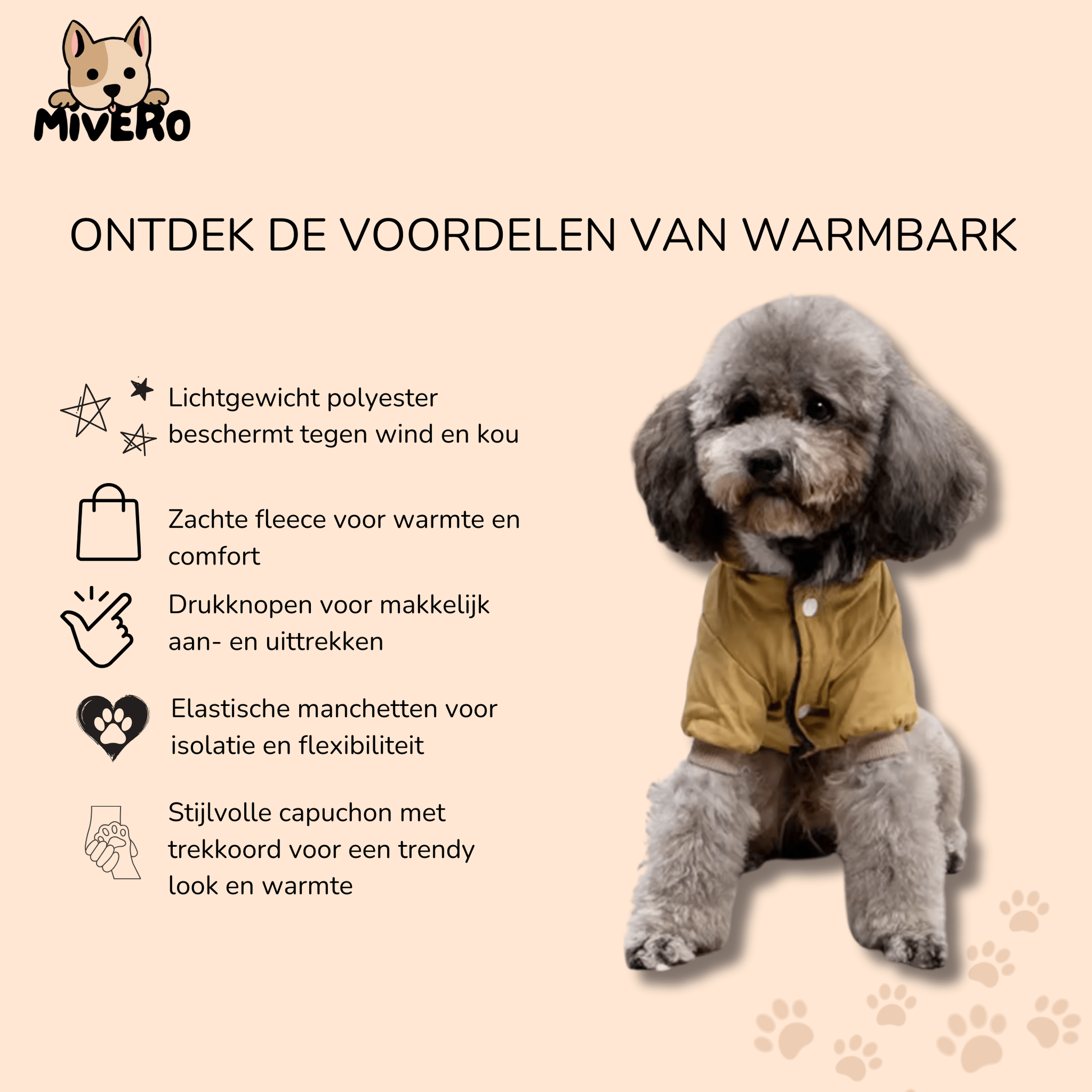 WarmBark - Winddichte Warme Hondenjasje - Mivero